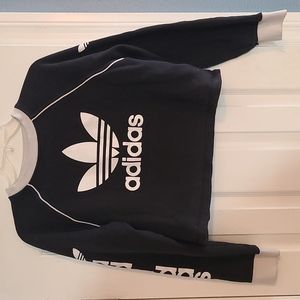 adidas Black and White Trefoil Cropped Sweatshirt
